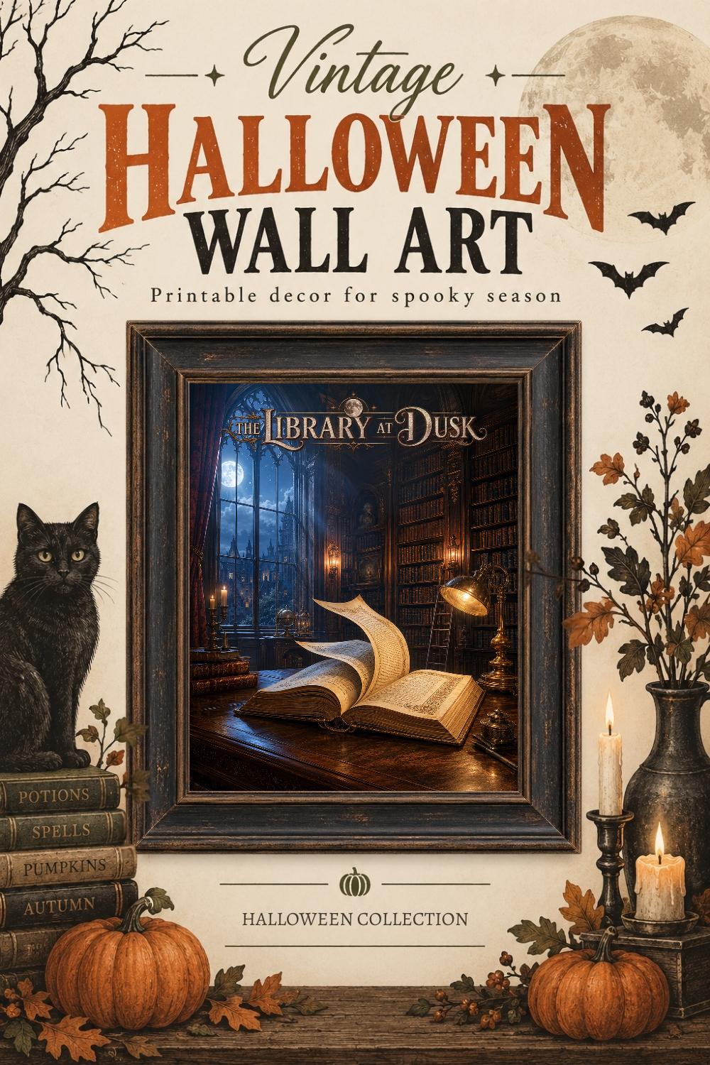 Haunted Library Wall Art, Downloadable Wall Art