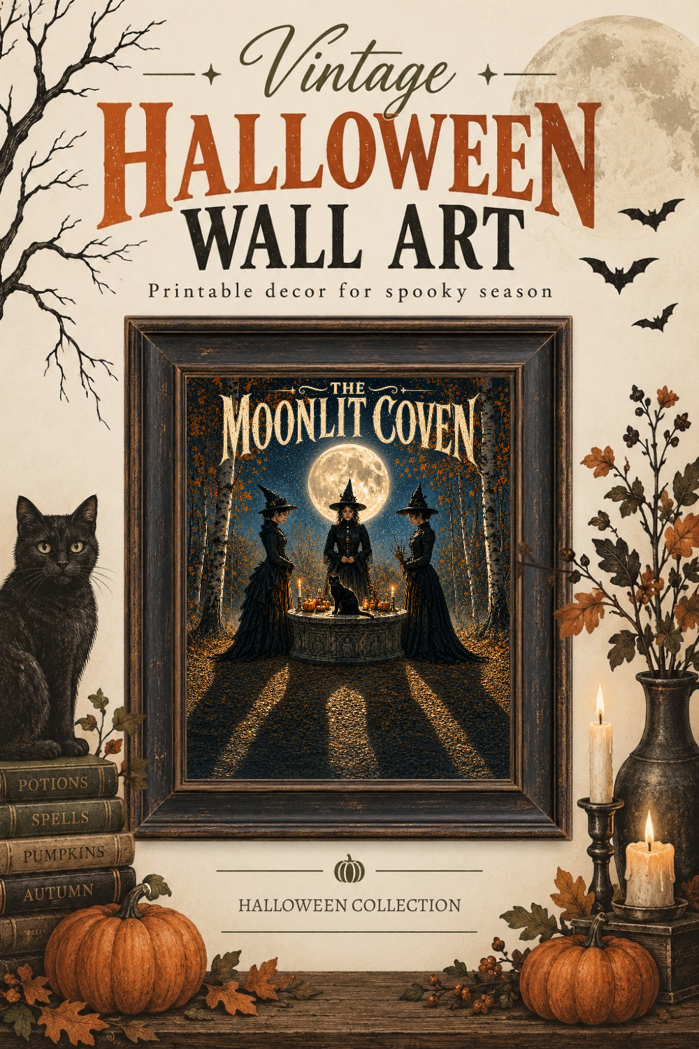 Moonlit Coven Witch Wall Art, Downloadable Wall Art