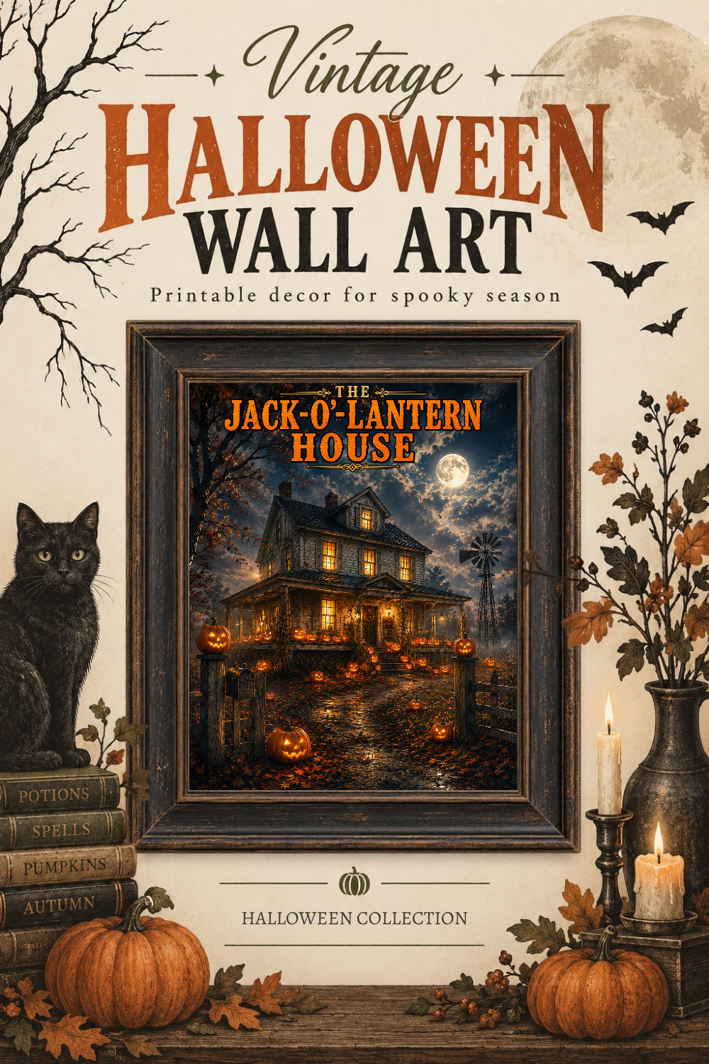 Jack-O-Lantern House Wall Art, Downloadable Wall Art