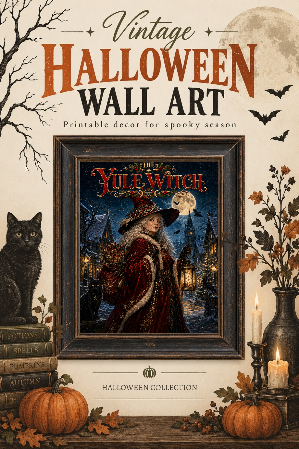 Yule Witch Christmas Wall Art, Downloadable Wall Art