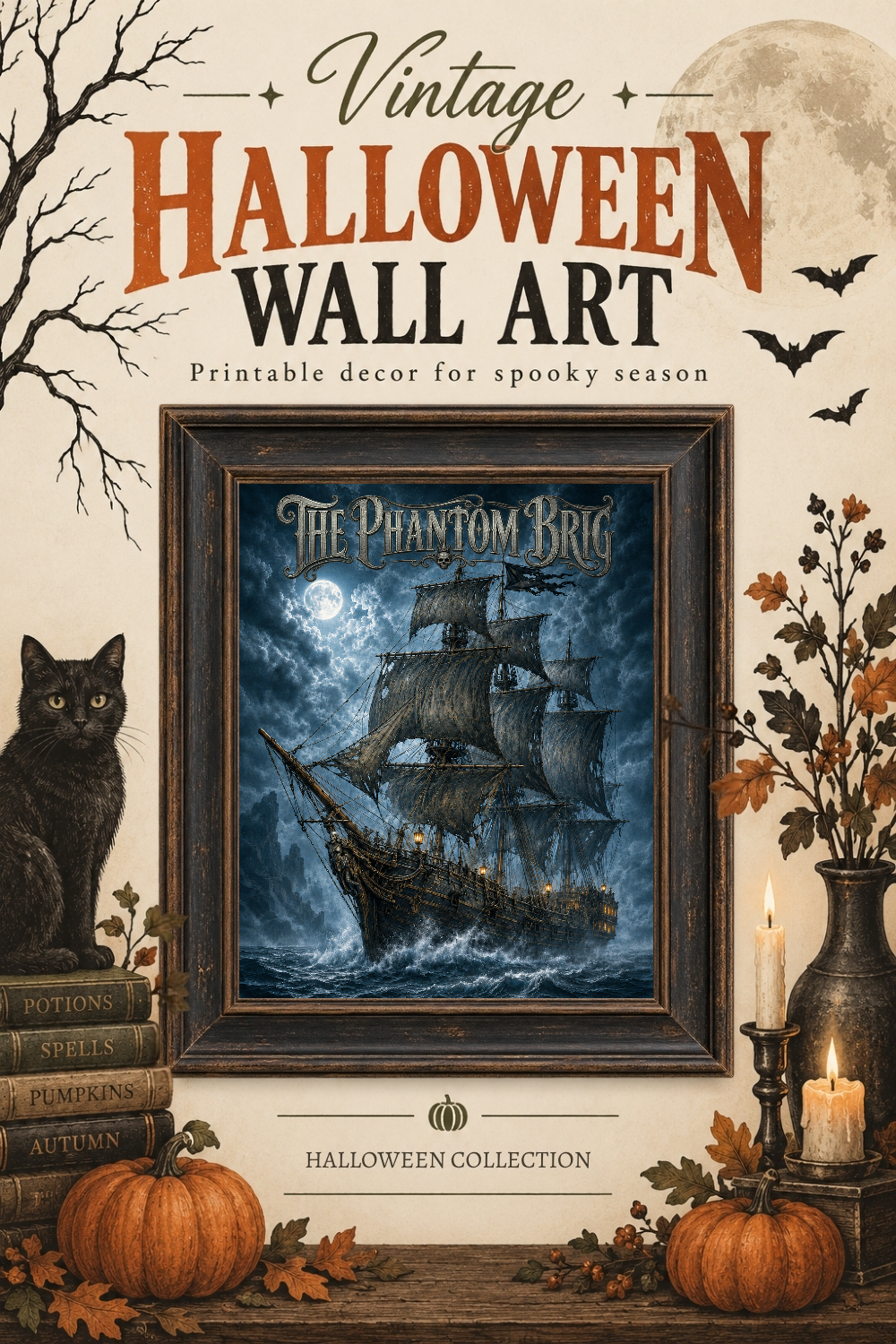 Phantom Brig Ghost Ship Wall Art, Downloadable Wall Art