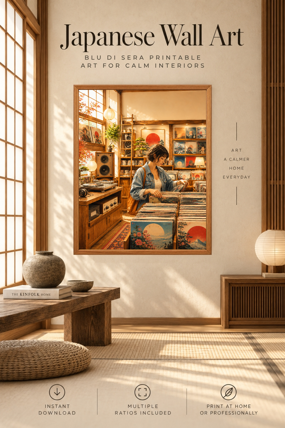 Japanese Record Store Wall Art, Downloadable Wall Art