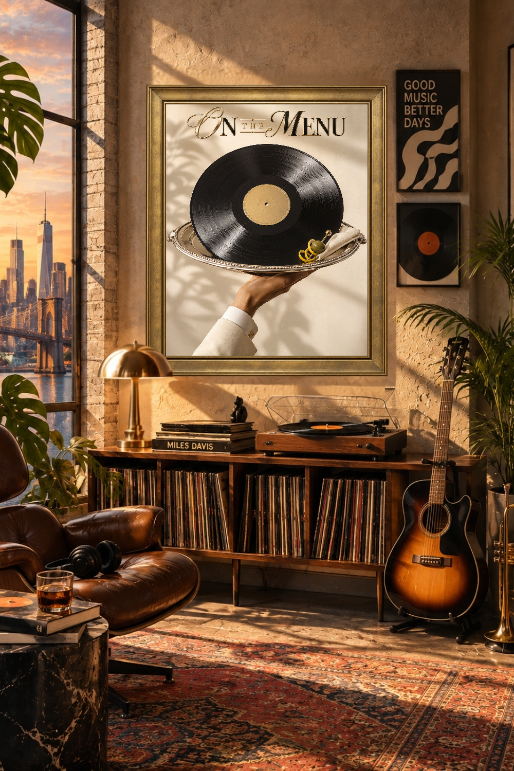 Surreal Vinyl Record Wall Art, Still Life Print, Music Lover Decor