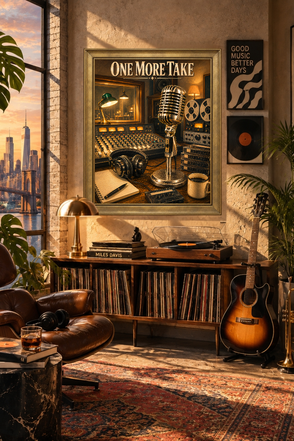 Vintage Recording Studio Wall Art, Microphone Poster, Music Producer Decor