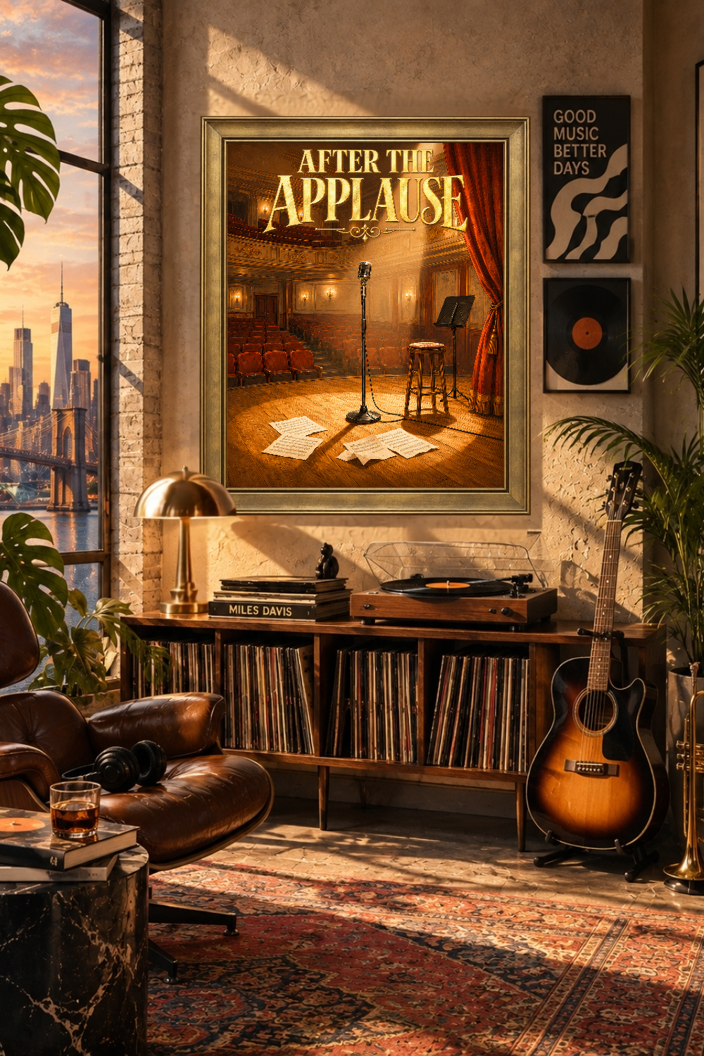 After the Applause Theater Poster, Vintage Stage Decor, Singer-Songwriter Print