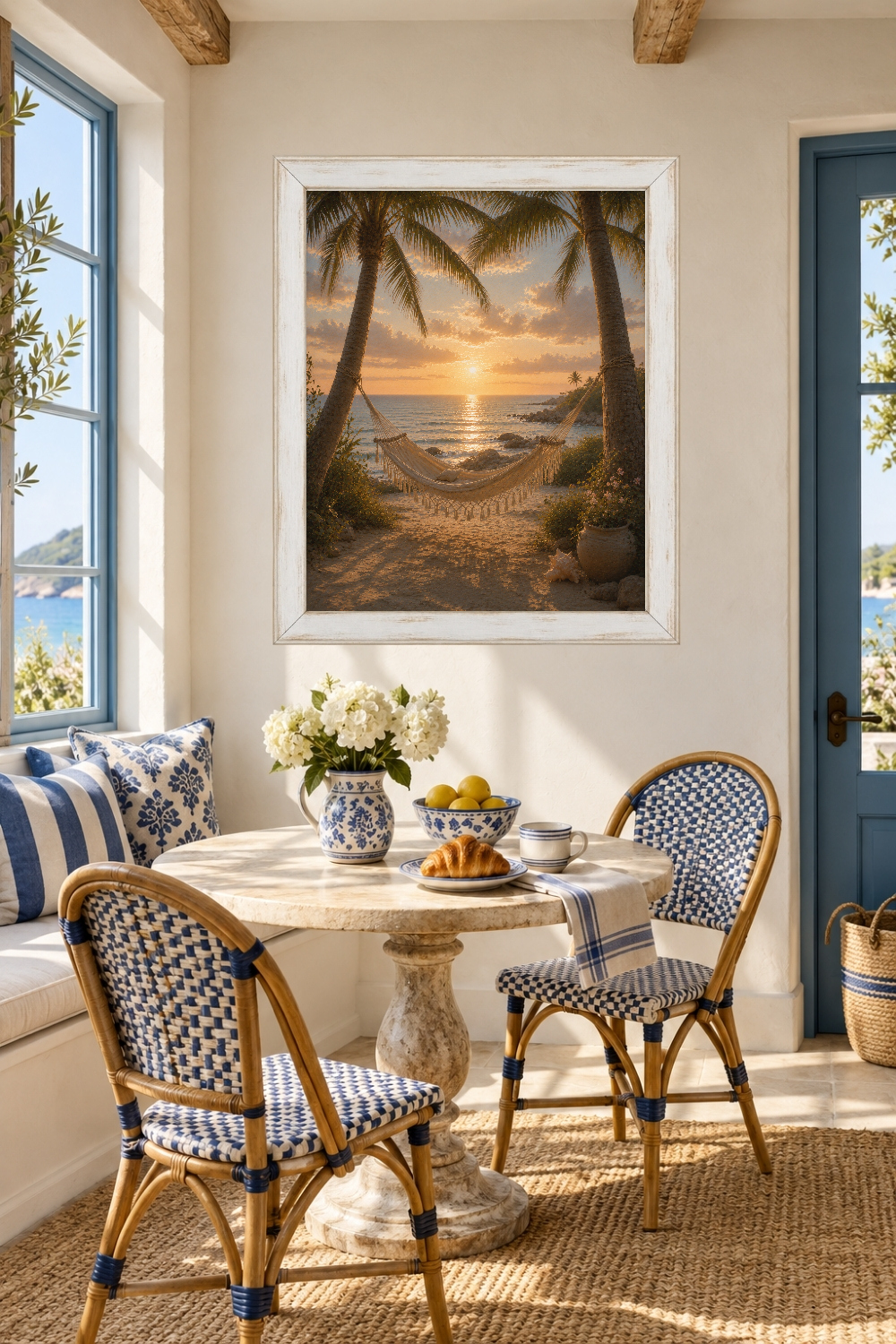 Tropical Sunset Hammock Print, Palm Tree Ocean Decor