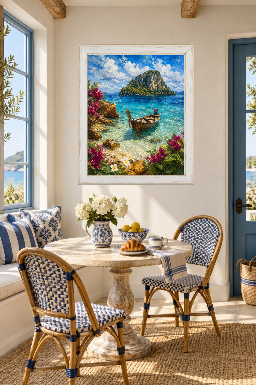 Thailand Longtail Boat Print, Turquoise Sea, Tropical Island Art