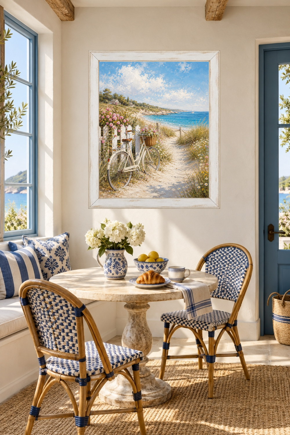 Coastal Bicycle Wall Art, Beach Path Print, Seaside Cottage Decor