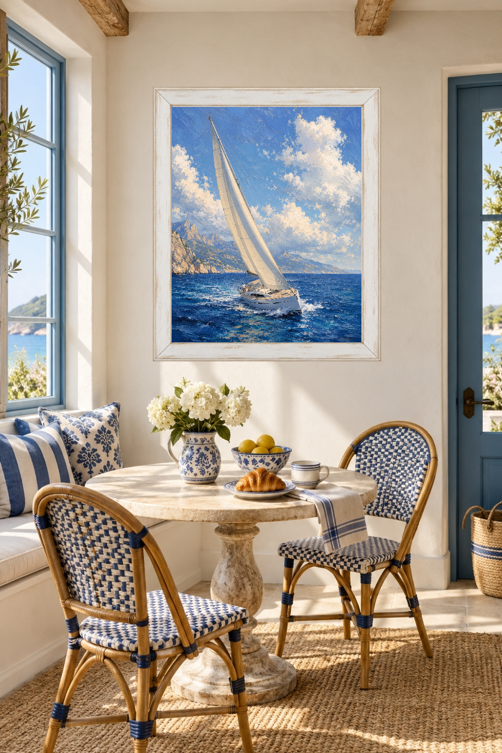 Sailboat Wall Art, Coastal Sailing Print, Nautical Ocean Poster, Seascape Decor