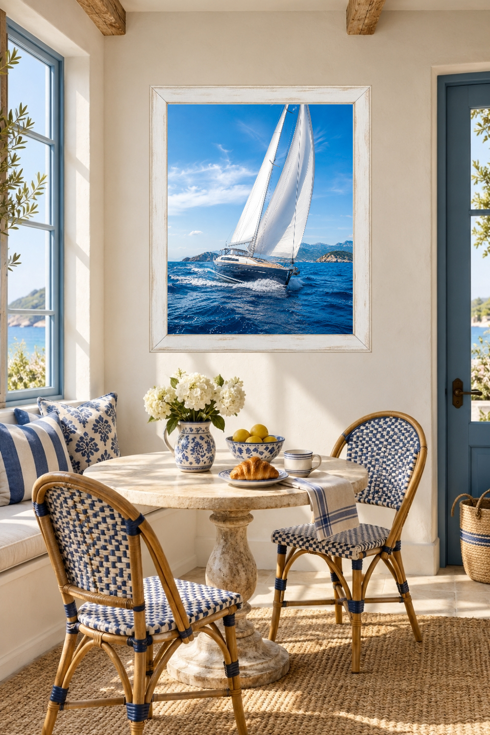 Luxury Sailboat Wall Art, Sailing Yacht Print, Nautical Ocean Poster, Coastal Decor