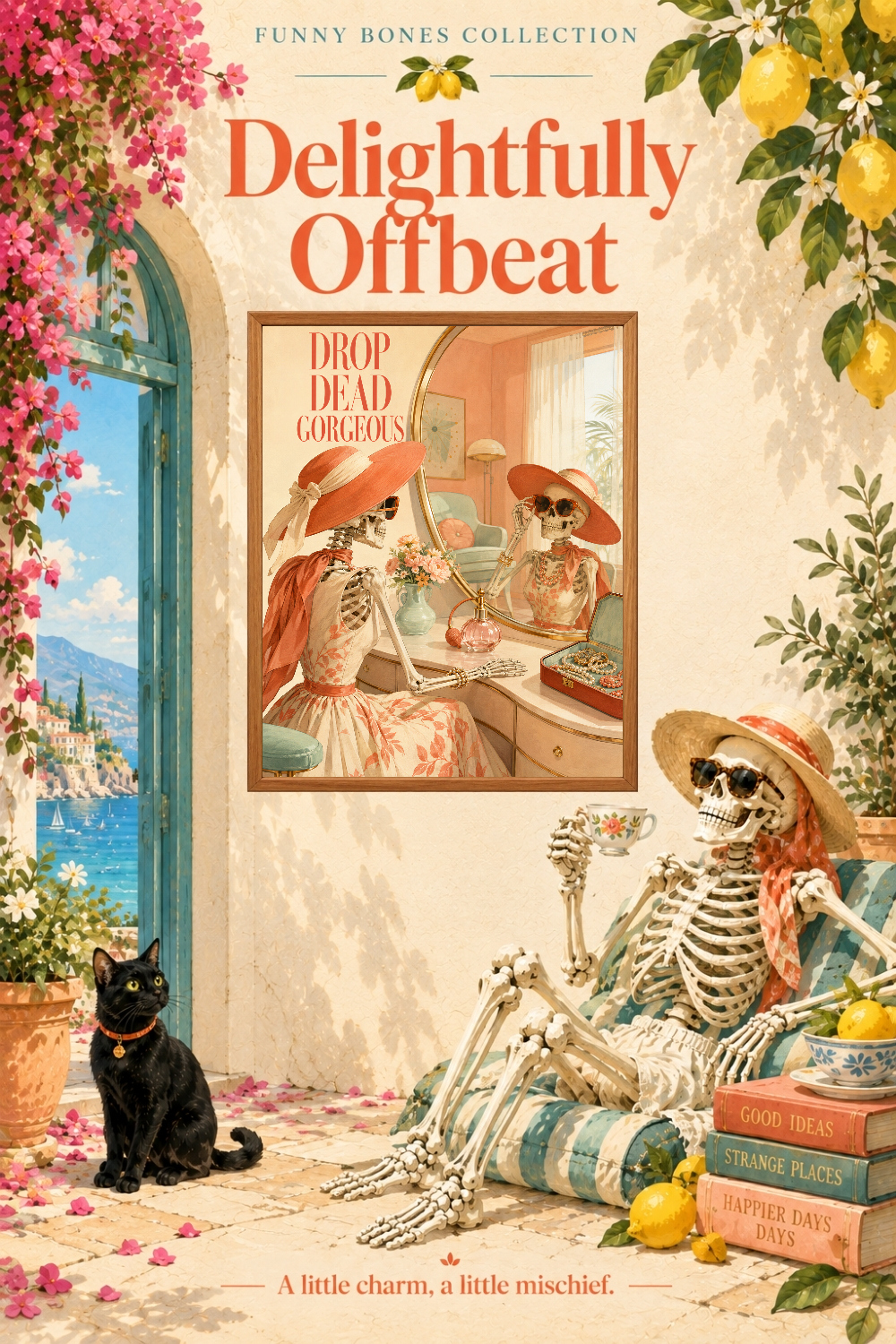 Drop Dead Gorgeous Skeleton Fashion Art, Retro Glamour & Fashion Humor Wall Decor
