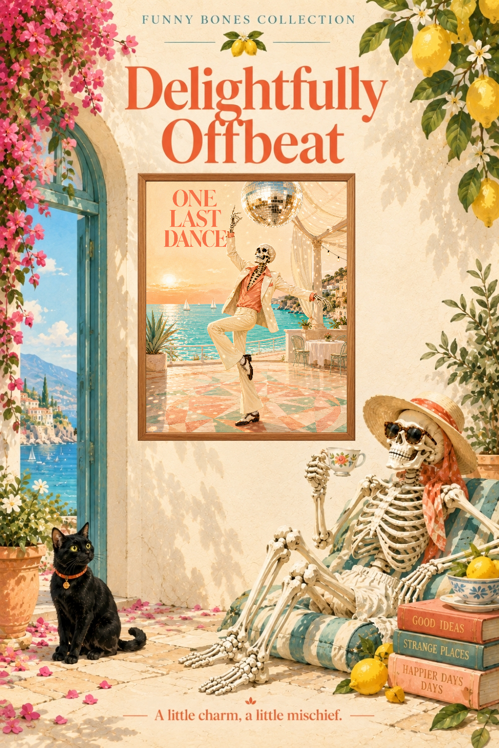 One Last Dance Skeleton Disco Art, Retro Disco Party Humor Wall Decor