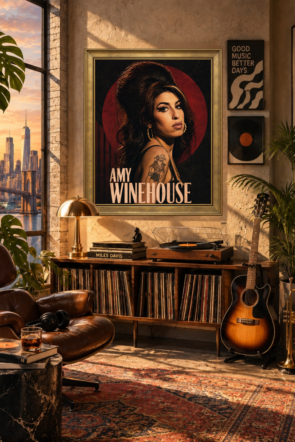 Amy Winehouse Retro Soul Poster, Vintage Singer Portrait, Music Room Decor