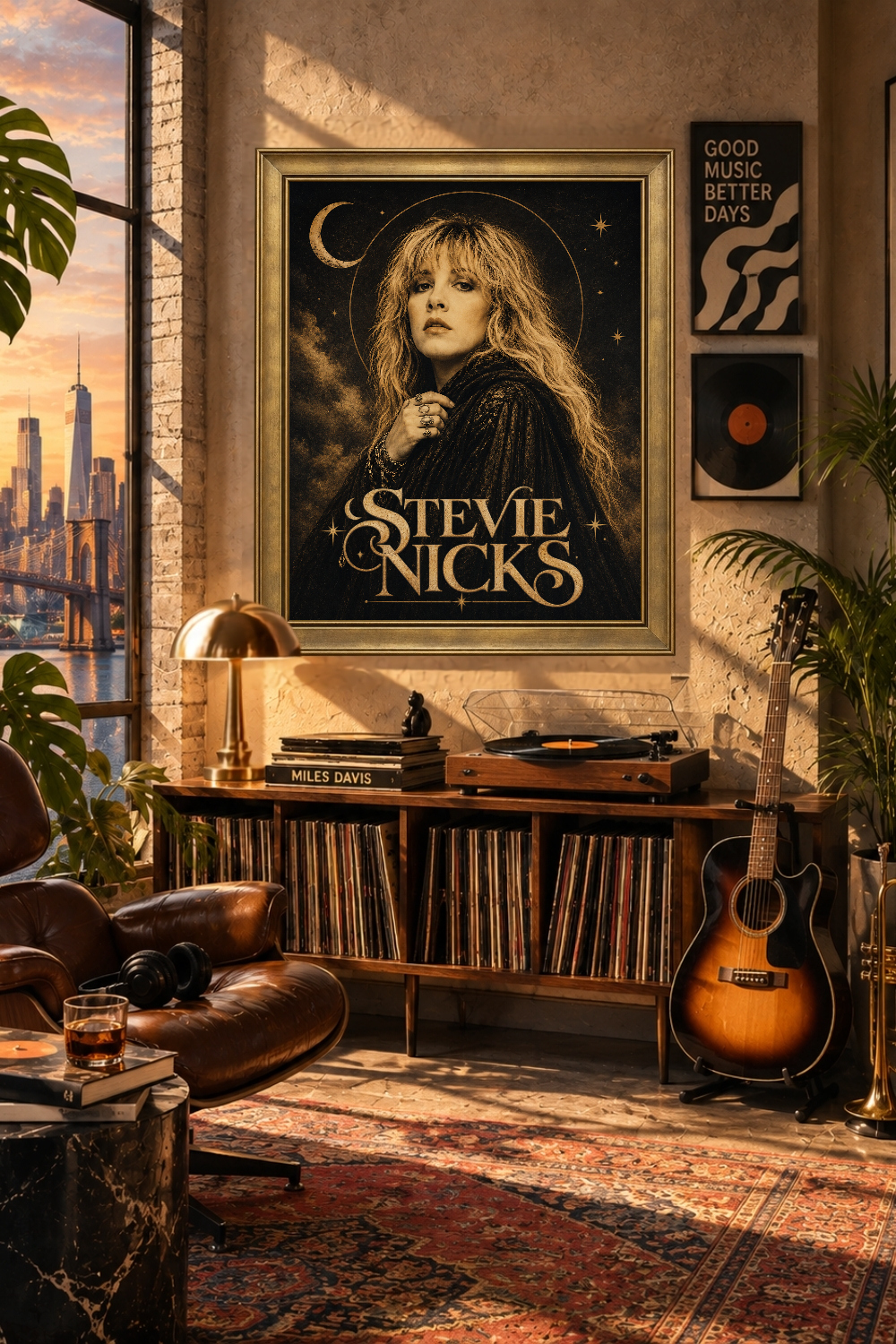 Stevie Nicks Vintage Rock Poster, Mystical Celestial Portrait Print