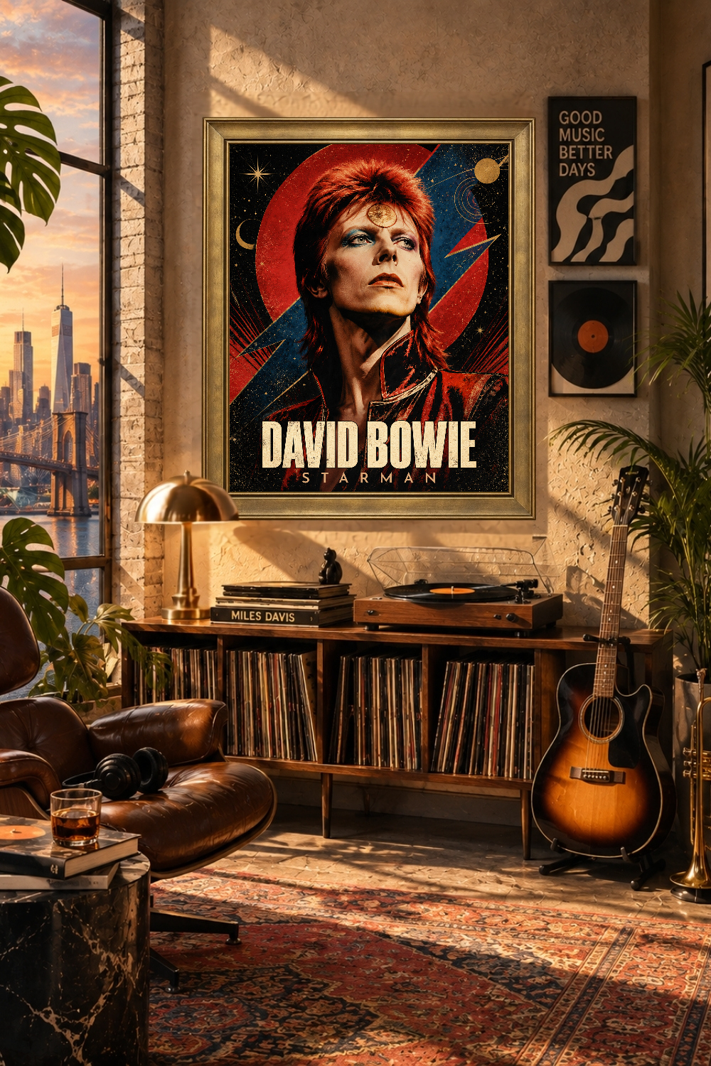 David Bowie Starman Poster, 70s Glam Rock Portrait, Retro Music Decor