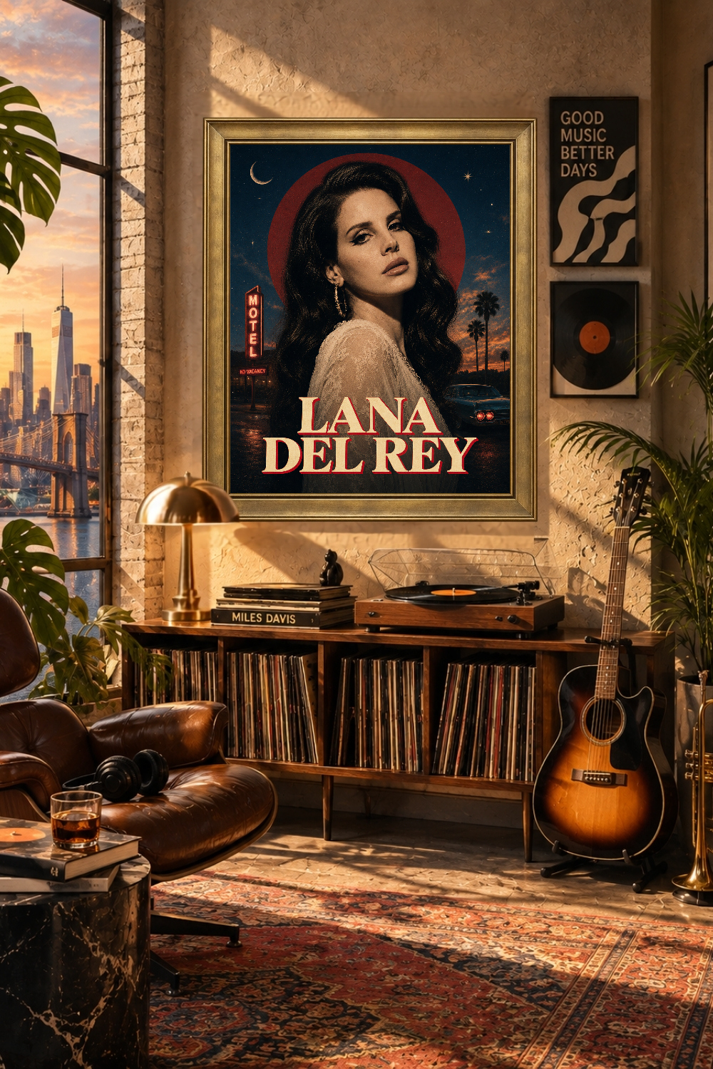 Lana Del Rey Vintage Americana Poster, Retro Motel Portographic Print