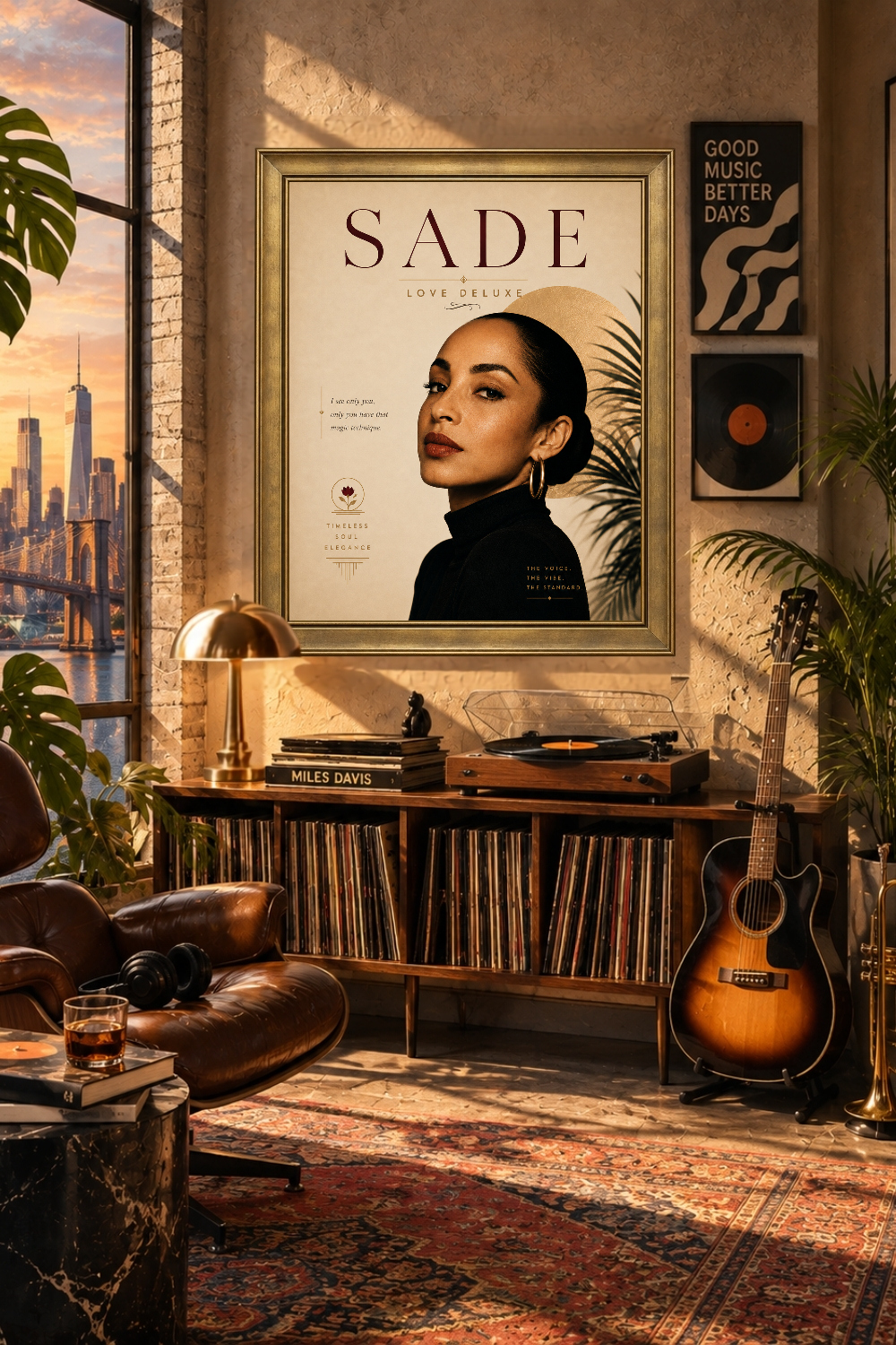 Sade Love Deluxe Poster, 90s Soul Portrait, Minimalist Music Decor