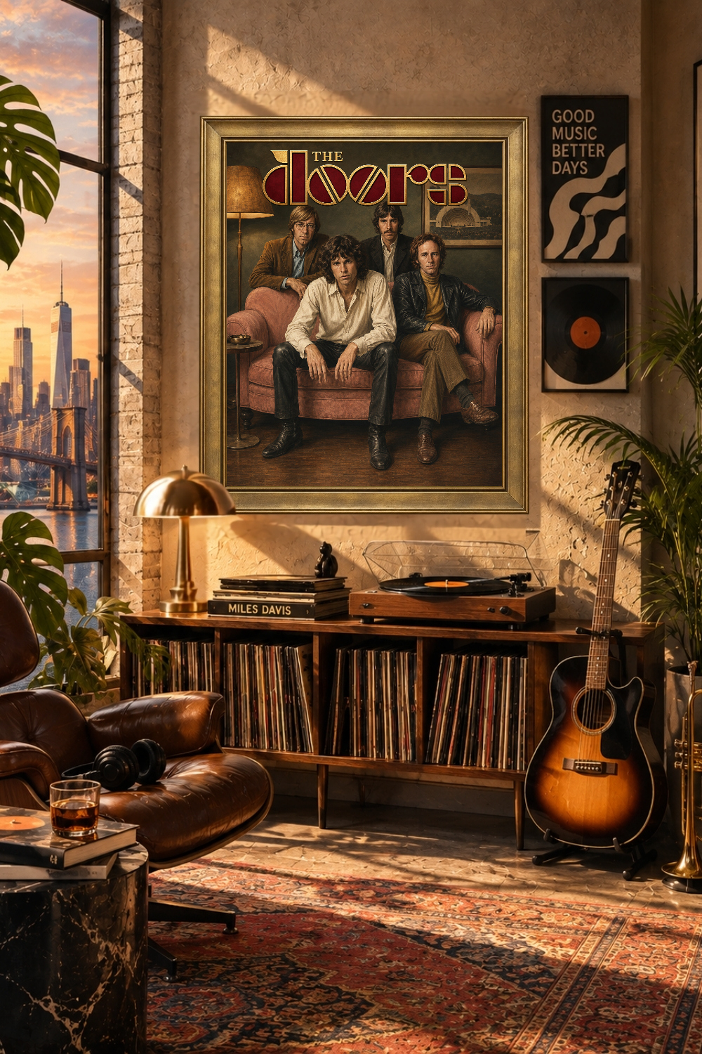 The Doors Vintage 60s Band Portrait, Retro Music Wall Art