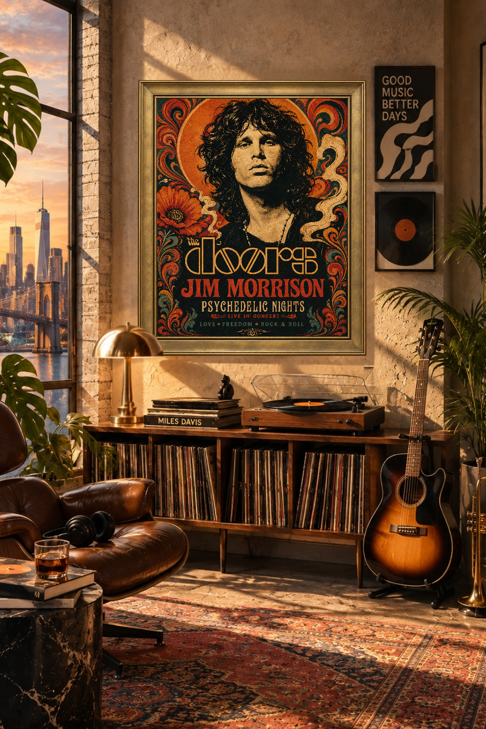 The Doors Jim Morrison Psychedelic Rock Poster, 60s Concert Art