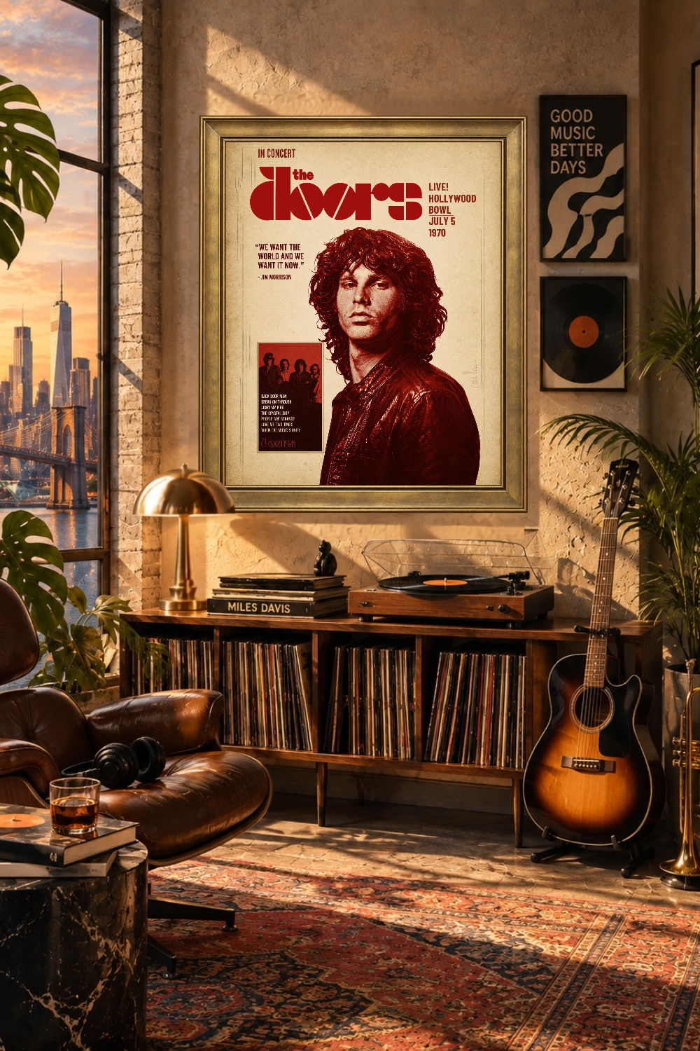 The Doors Jim Morrison Concert Poster, 1970s Rock Art