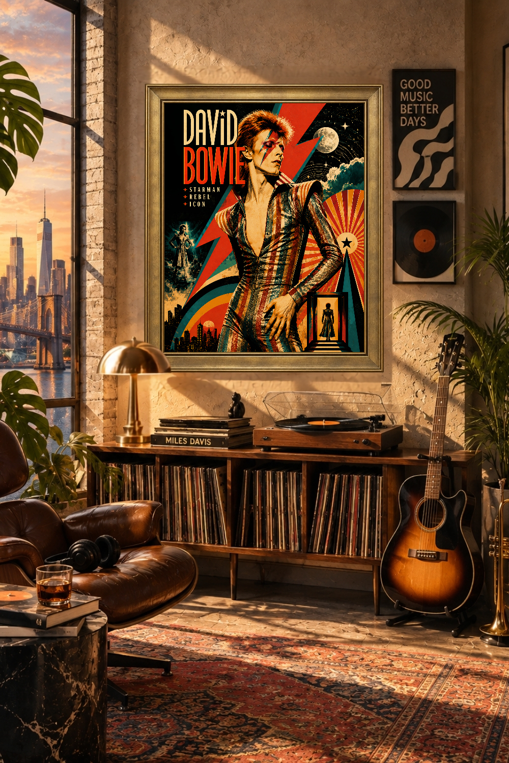 David Bowie Starman Poster, Glam Rock Ziggy Stardust Print