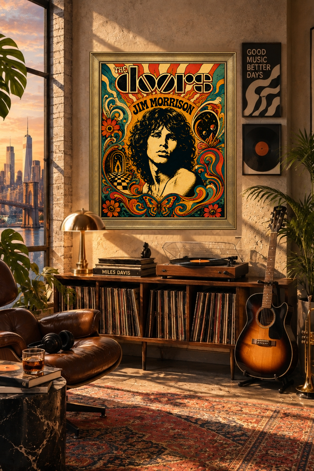 The Doors Jim Morrison Psychedelic Rock Poster, 60s Concert Art