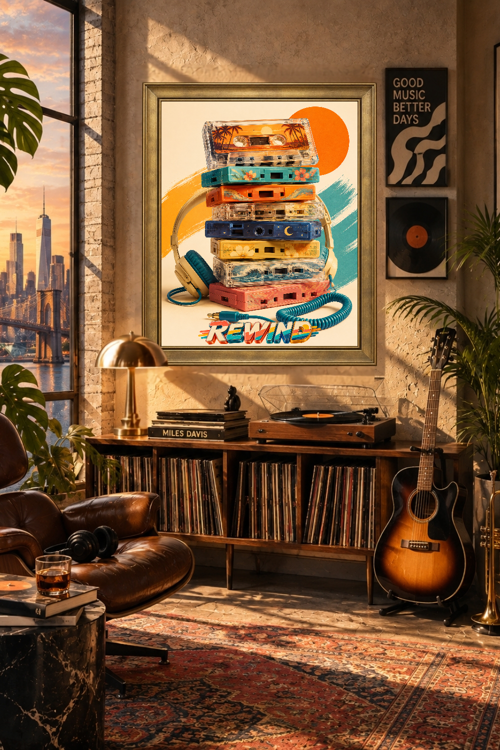 Retro Cassette Tape Wall Art, 80s Mixtape Poster, Analog Audio Decor