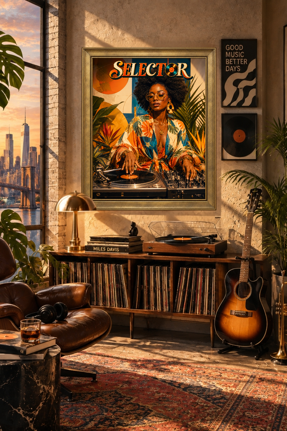 Selector DJ Wall Art, Retro Music Poster, Female DJ Decor