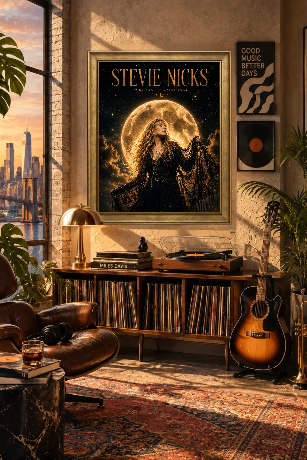 Stevie Nicks Moon Music Poster, Boho Celestial Rock Art