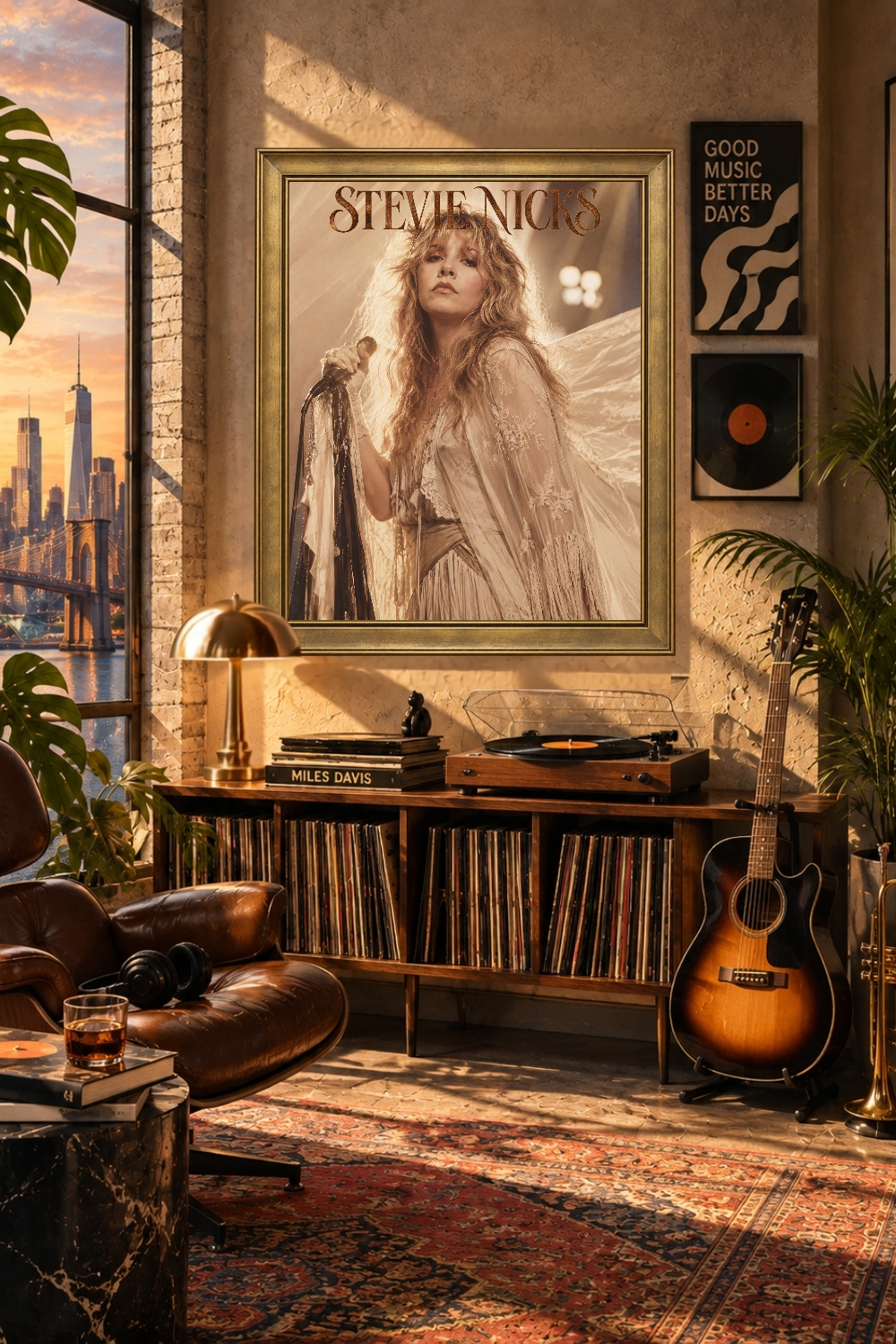 Stevie Nicks Concert Poster, 70s Boho Singer Art, Vintage Rock Print