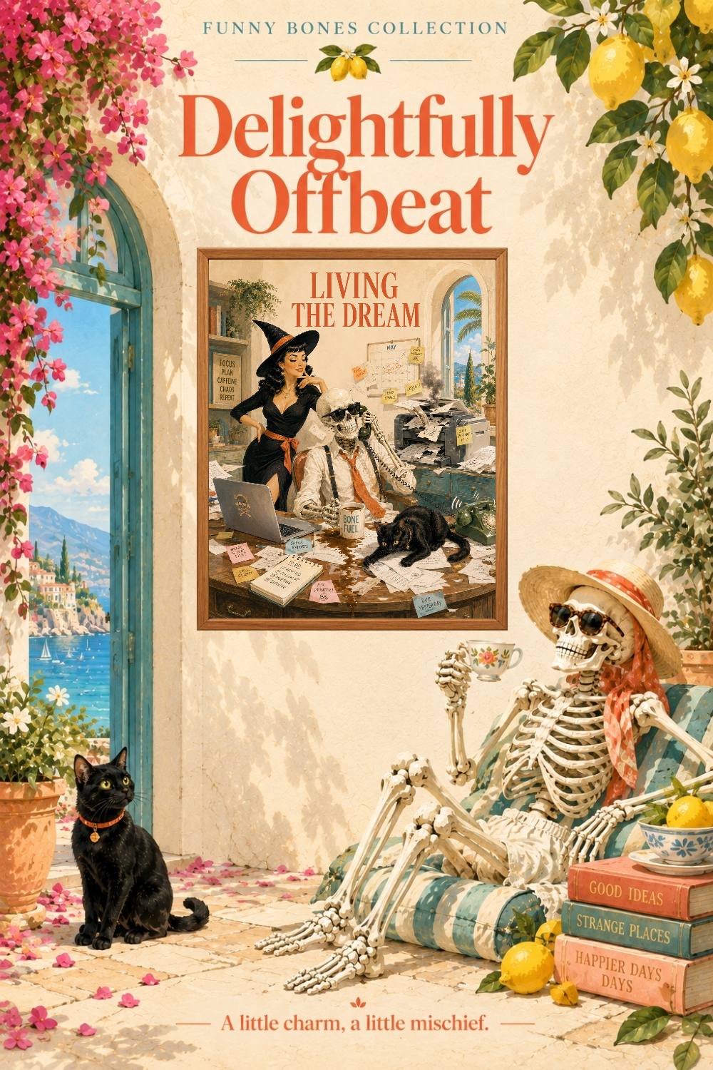 Living the Dream Skeleton Office Art, Workplace & Corporate Humor Wall Decor