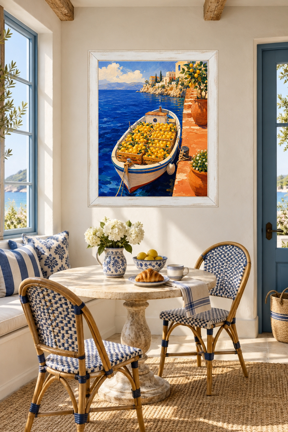 Mediterranean Lemon Boat Print, Amalfi Coast Kitchen Art