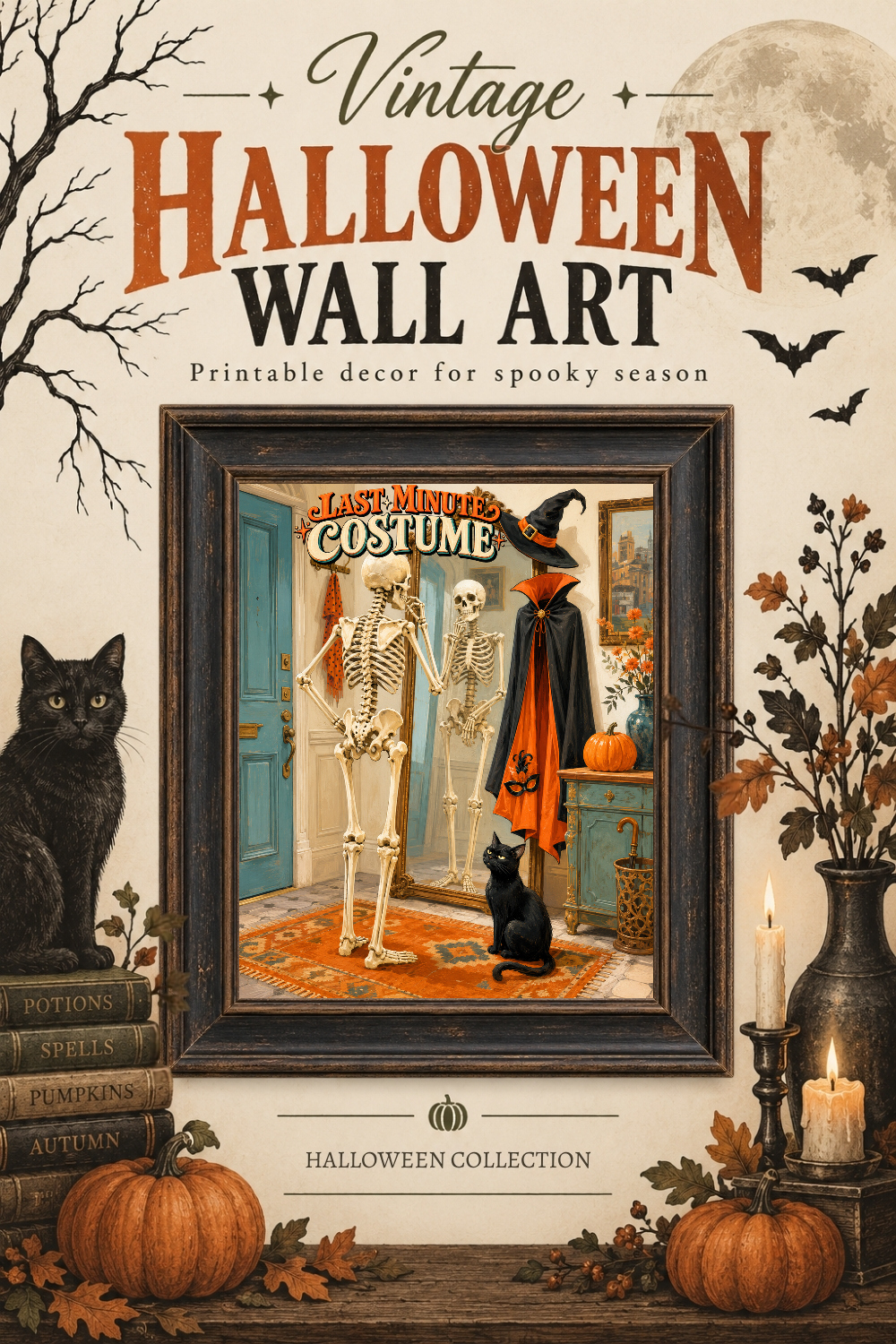 Last Minute Costume Skeleton Wall Art, Downloadable Wall Art