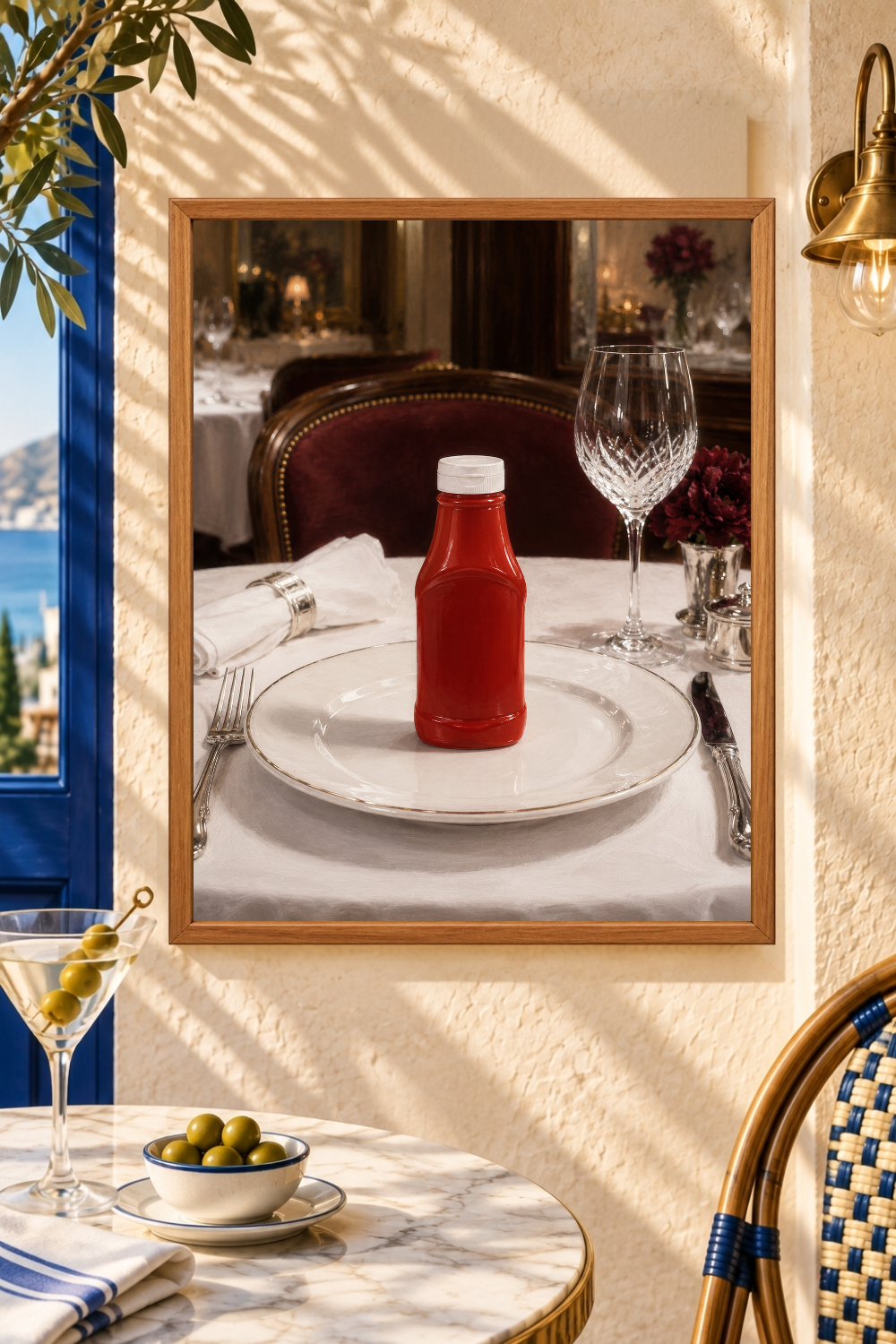 Ketchup Fine Dining Print, Quirky Kitchen Wall Art, Restaurant Poster
