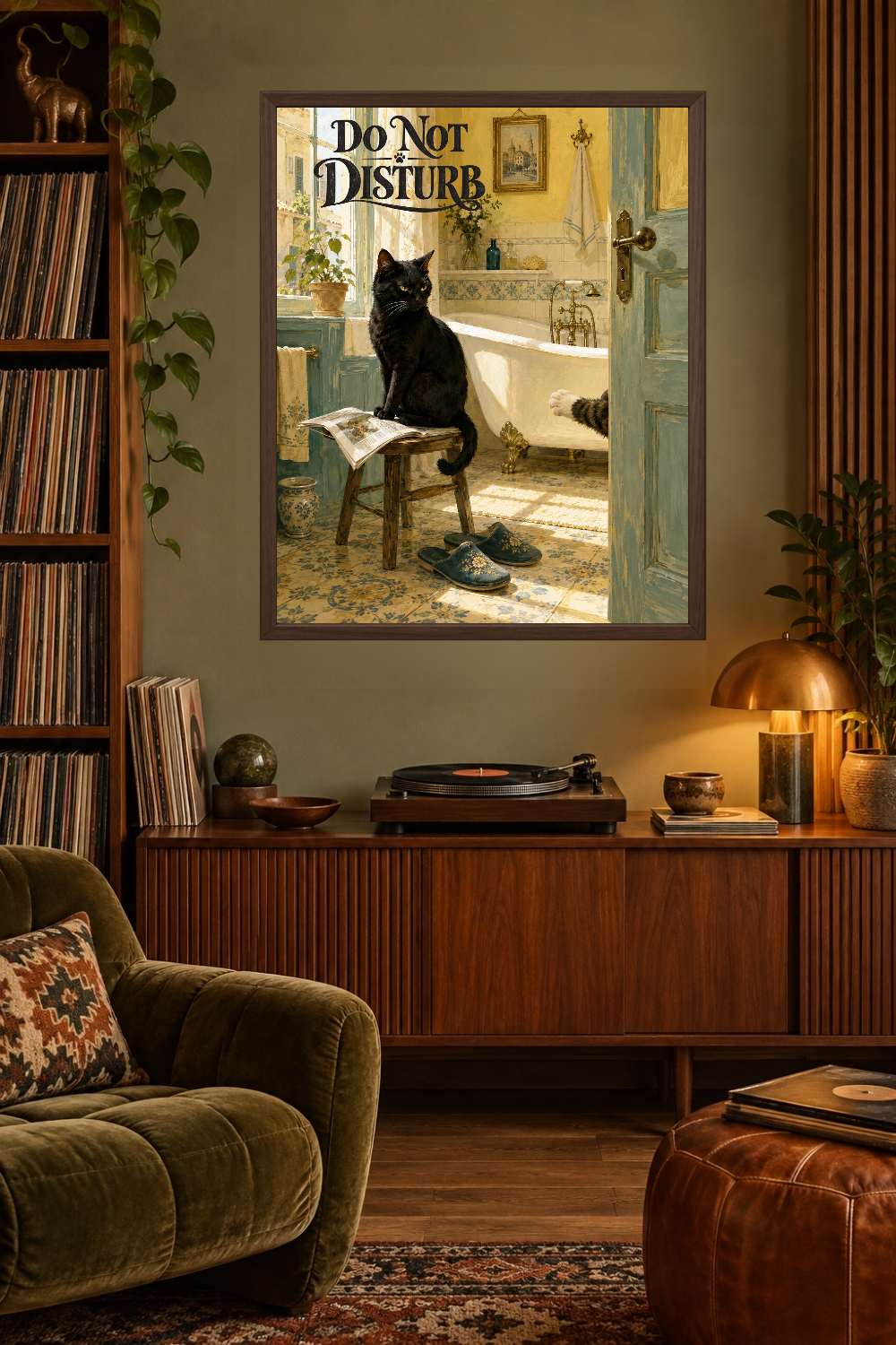 Funny Black Cat Bathroom Art, Do Not Disturb Print