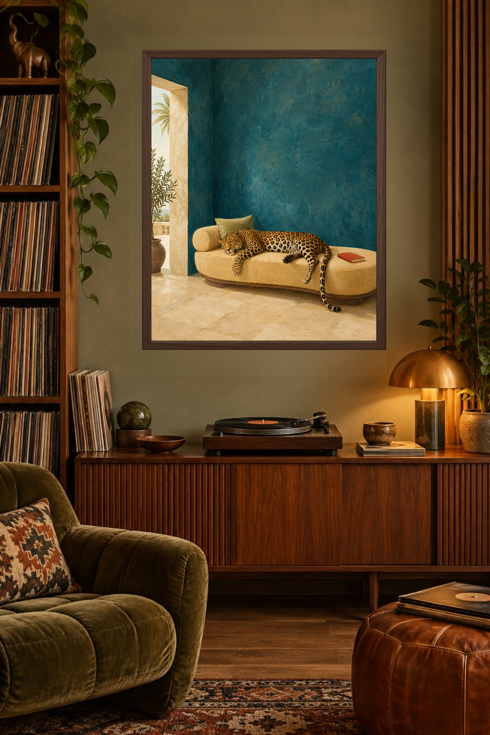 Sleeping Leopard Wall Art, Contemporary Animal Print, Quiet Luxury Decor